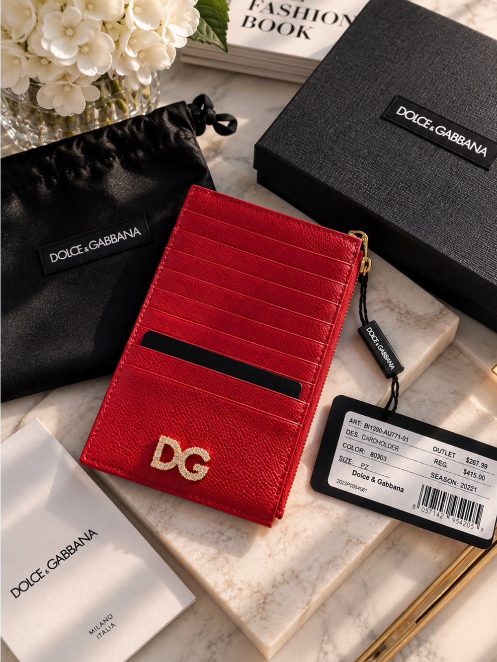 Dolce & Gabbana Red DG Leather Card Holder
